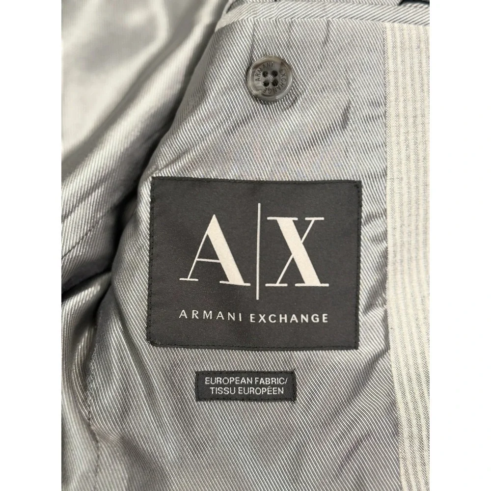 Armani Exchange Men Grey Striped Blazer Jacket 36 Short European Fabric Slim